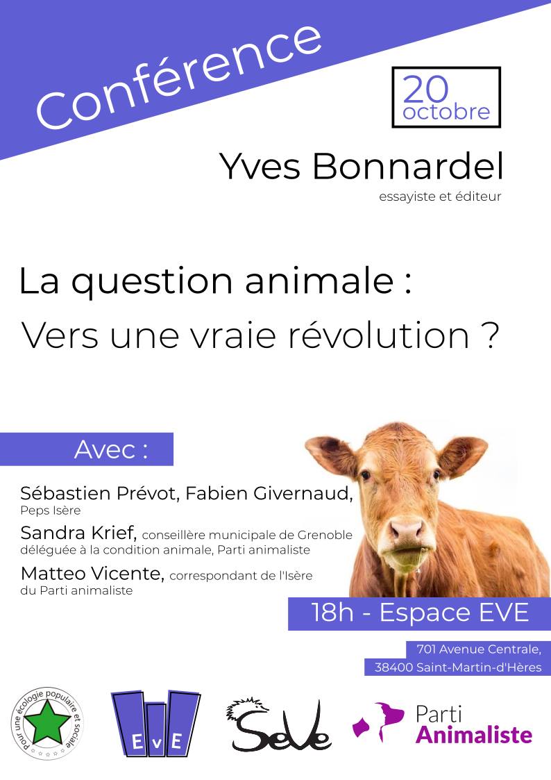 Complet ! Conférence d'Yves Bonnardel : La question animale : vers une vraie révolution ?